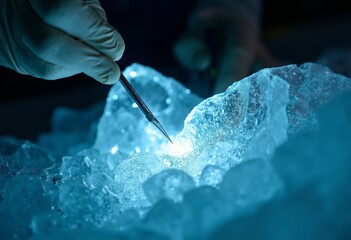 Close up of crystal operation