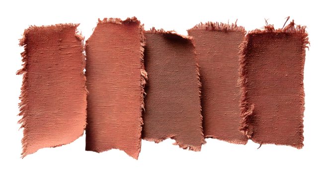 TERRACOTTA paper, torn strips of textured cream felt with frayed edges on a white background.