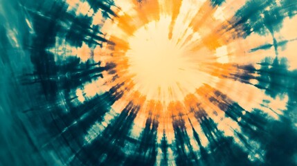 Abstract Tie Dye Burst Pattern in Teal and Orange