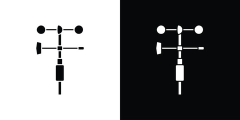 Anemometer icon silhouette vector in black colors. flat symbol logo design style