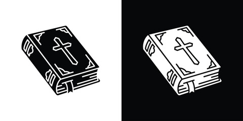 Bible icon silhouette vector in black colors. flat symbol logo design style