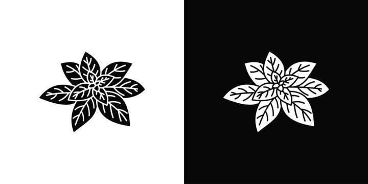 Basil icon silhouette vector in black colors. flat symbol logo design style