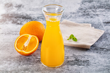 Fresh orange juice in the glass