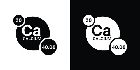 Calcium icon silhouette vector in black colors. flat symbol logo design style