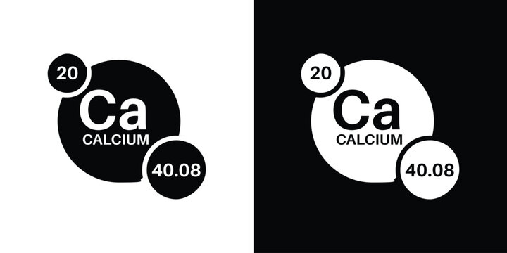 Calcium icon silhouette vector in black colors. flat symbol logo design style