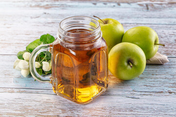 Apple yellow juice in the glass