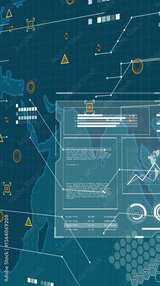 Poster animation of data processing over world map