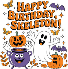 Creepy Halloween Clipart Collection – Skulls, Witches, and Haunted House Elements, Retro Style Halloween Graphics – Zombie, Vampire, Pumpkin and More Vector Pack, Kawaii Halloween Vector Set – Fun, Co