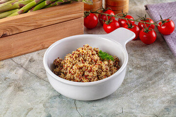 Boiled quinoa cereal in the bowl