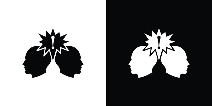 Conflict icon silhouette vector in black colors. flat symbol logo design style