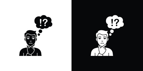 Curious human icon silhouette vector in black colors. flat symbol logo design style