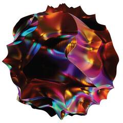 Abstract holographic element. Delicate flowing glass fluid abstract sculpture transparent image. Colorful surreal shape isolated cutout 3d render. PNG. Crystal. Fondo transparente