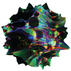 Abstract holographic element. Delicate flowing glass fluid abstract sculpture transparent image....