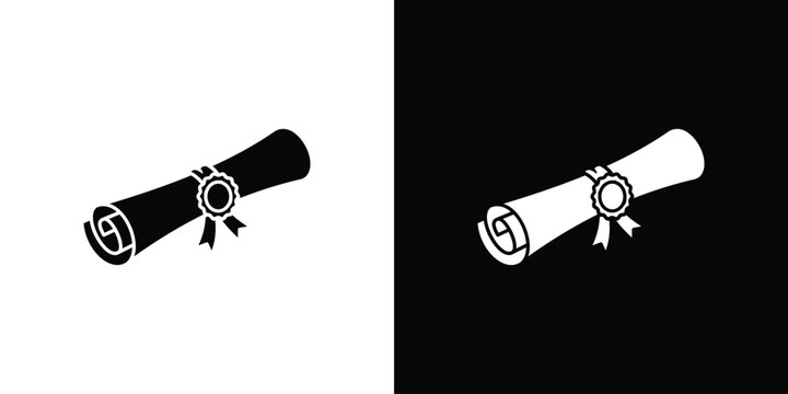 Diploma icon silhouette vector in black colors. flat symbol logo design style