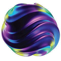 Abstract holographic element. Delicate flowing glass fluid abstract sculpture transparent image. Colorful surreal shape isolated cutout 3d render. PNG. Crystal. Fondo transparente 
