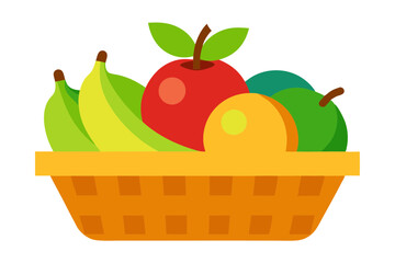 Healthy Basket of Mixed Fruits Including Apples Oranges Bananas