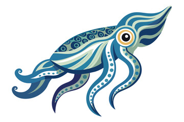 Ocean Cuttlefish with Elegant Body Patterns Detailed Vector Style