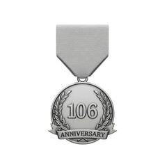 106th anniversary medal with laurel wreath and banner design