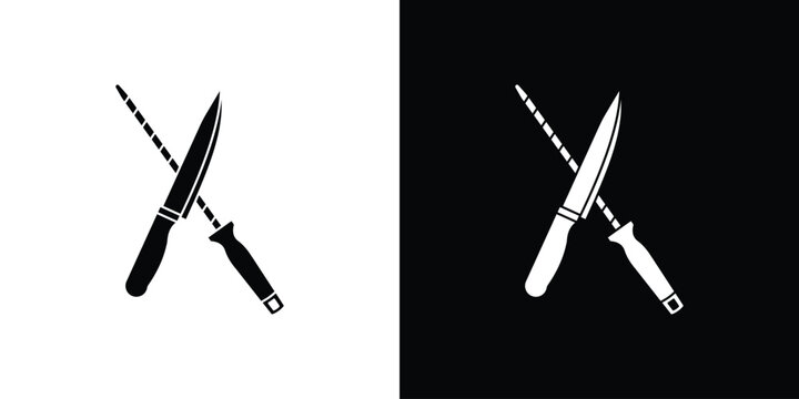 Knife sharpener icon silhouette vector in black colors. flat symbol logo design style