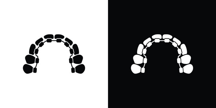 Lingual braces icon silhouette vector in black colors. flat symbol logo design style