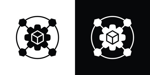 Obraz premium Microservices icon silhouette vector in black colors. flat symbol logo design style