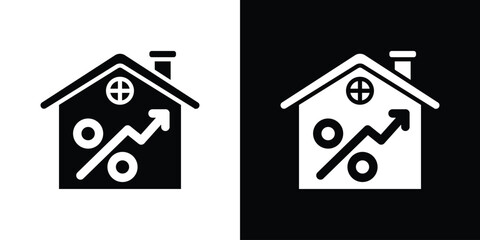 Mortgage rate icon silhouette vector in black colors. flat symbol logo design style