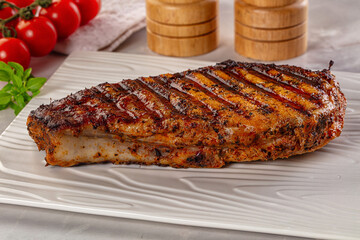 Grilled pork steak with bone