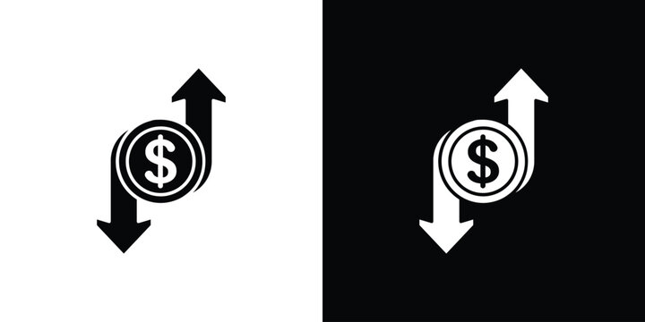 Operating profit loss icon silhouette vector in black colors. flat symbol logo design style