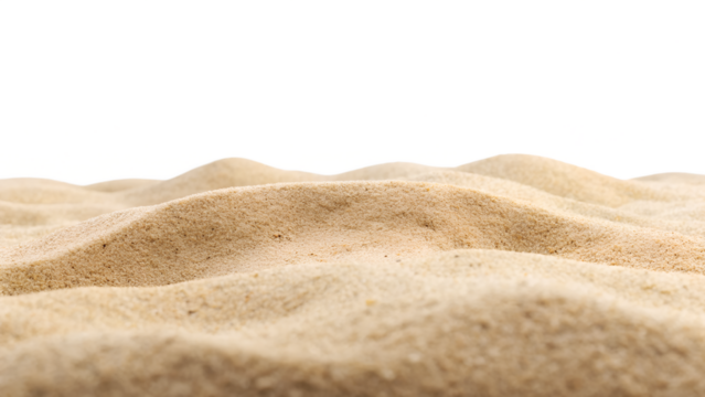 The rippled surface of golden sand dunes creates a textured background, isolated on white and ready for design integration