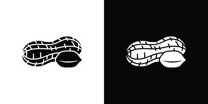 Peanut icon silhouette vector in black colors. flat symbol logo design style