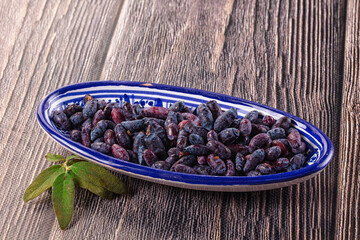 Sweet juicy ripe honeysuckle berries