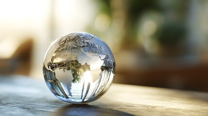 glass globe on a table.
