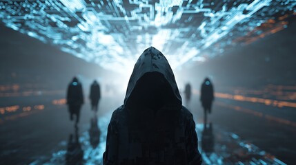 silhouette of a man in the fog.