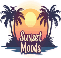 Obraz premium Sunset Moods Tropical Poster with Vibrant Palm Silhouettes