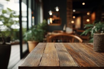 Wooden Table at Cafe