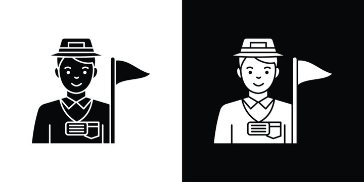 Tourist Guide icon silhouette vector in black colors. flat symbol logo design style