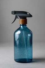 Blue Spray Bottle with Gray Nozzle and Gold Ring