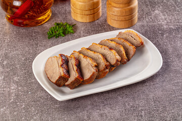 Sliced roasted duck breast fillet