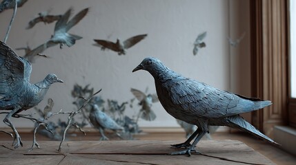 pigeons on the roof.