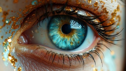 Golden stripe blue pupil art image