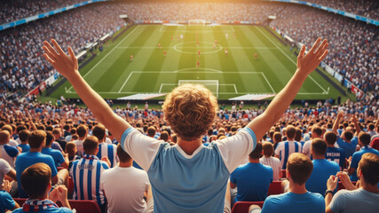 Fototapeta premium Fan acclamant au stade de football