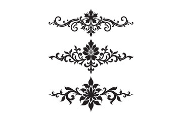 Elegant black floral swirl ornaments for design and decoration