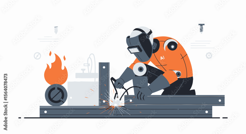 Poster automation in heavy industry robot performing welding operations with precision and efficiency