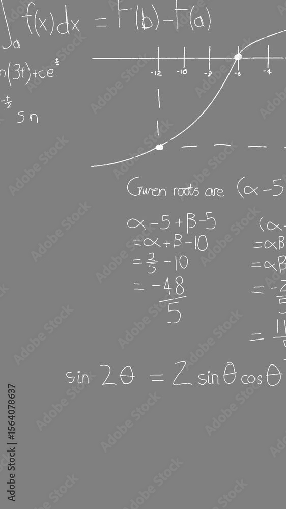 Aufkleber animation of math graps and data over grey background