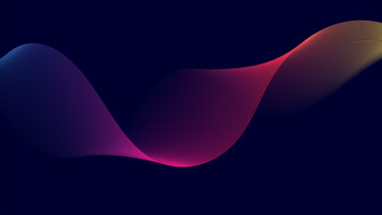 Abstract colorful wave on dark blue background, modern design element.