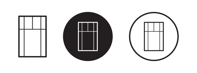 Minimalist window frame icon set in black and white