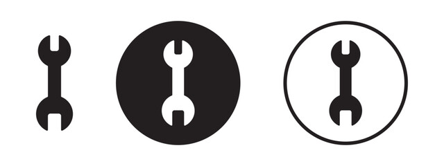 Wrench tool icon set in black and white