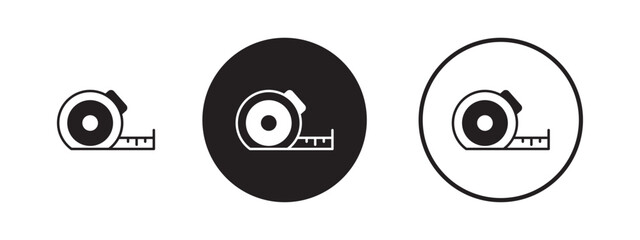 Tape measure icon set in black and white