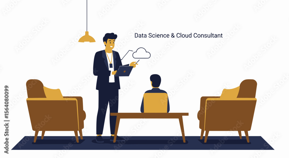 Aufkleber data science specialist explaining cloud computing solutions to a client