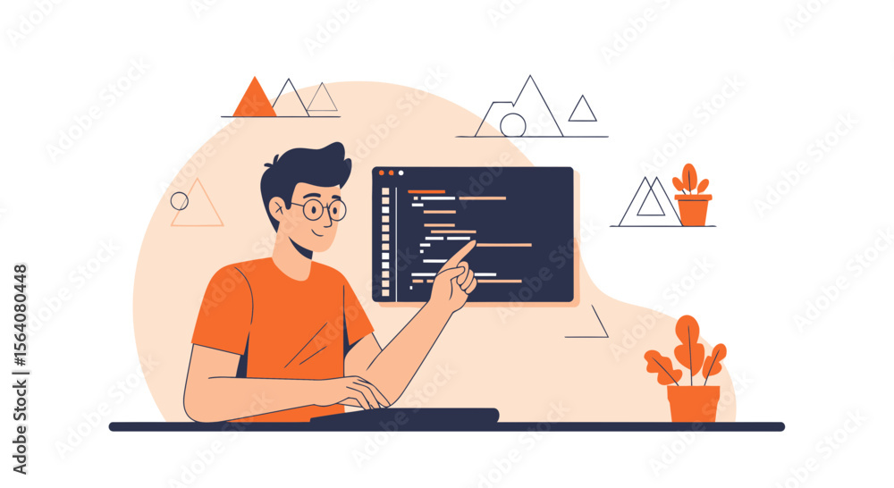 Poster developer working on software creative coding solutions or website building